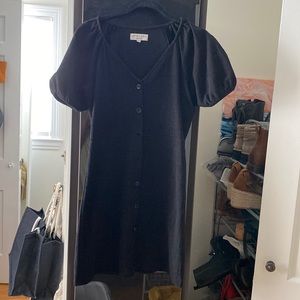 Madewell puff sleeve black dress
